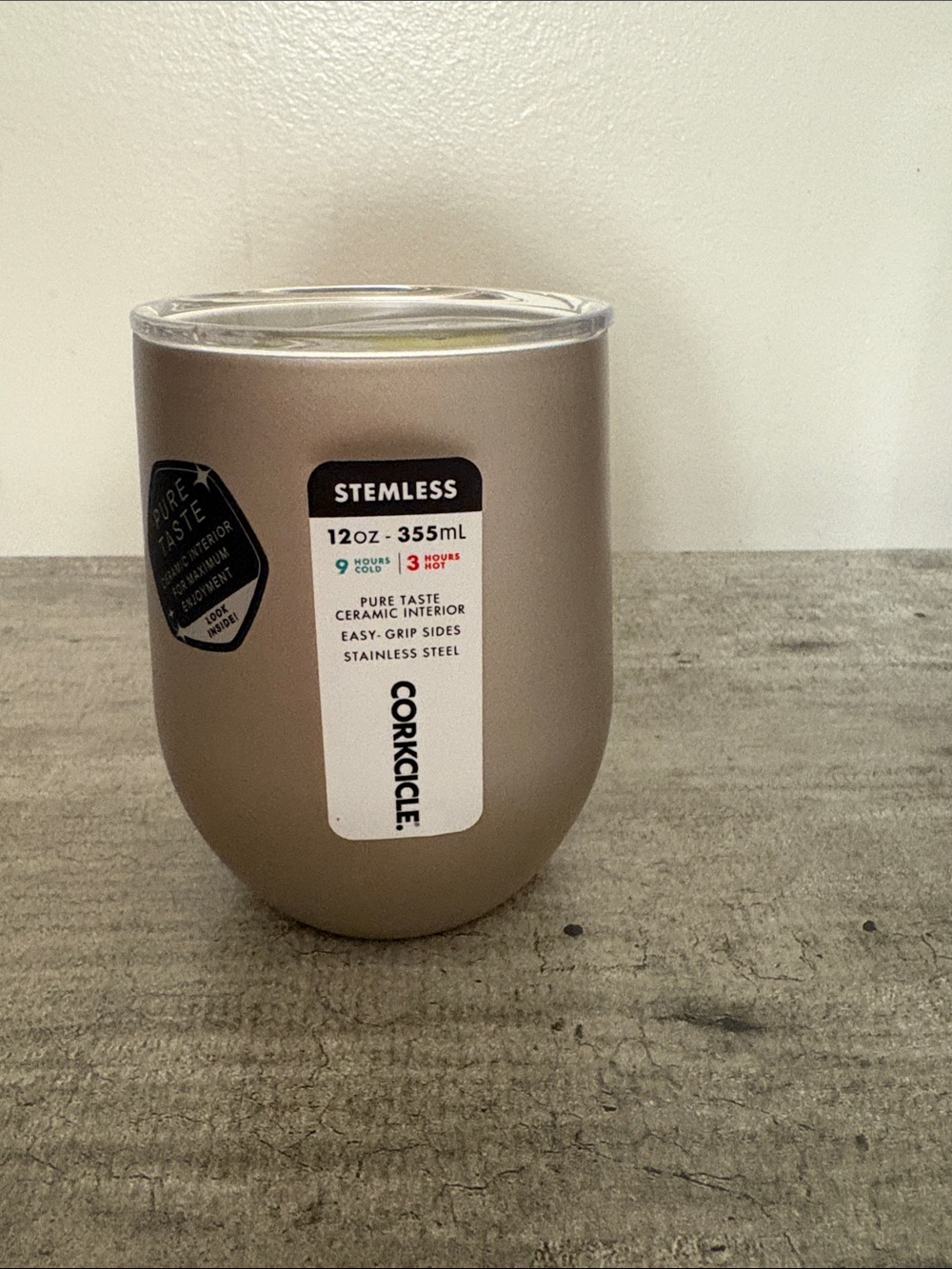 New Corkcicle 12 oz. Stemless Stainless Steel Tumbler